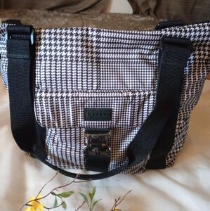 Lauren Ralph Lauren Houndstooth Nylon Black Tote Handbag Sold
